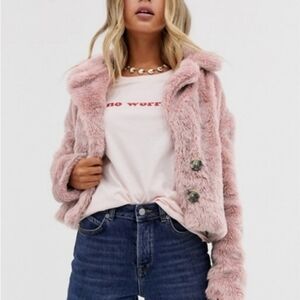 Free People | Mena Faux Fur Jacket in Pink